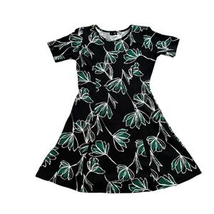 Tacera Black and Green A-Line Casual Dress, Size PS